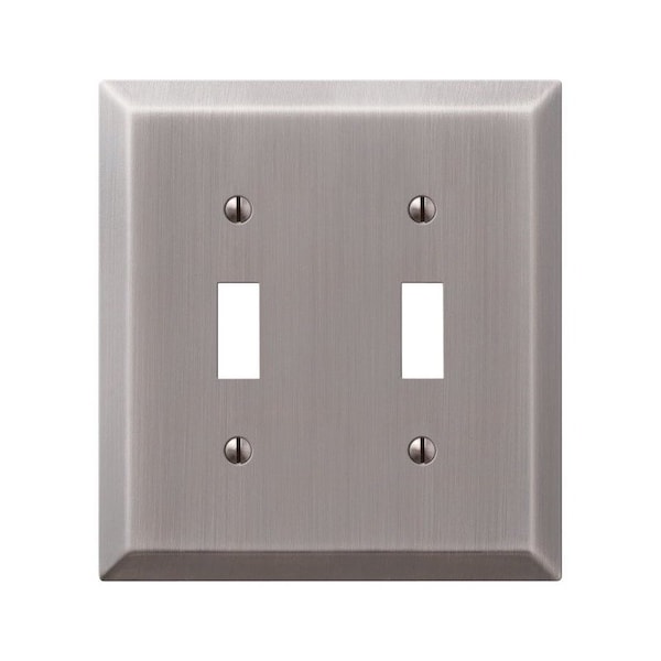 Amerelle Century Antique Nickel Metallic 2 gang Stamped Steel Toggle Wall Plate 163TTAN